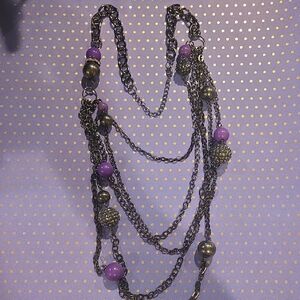 Elegant Purple and Gray Multi-Layer Necklace